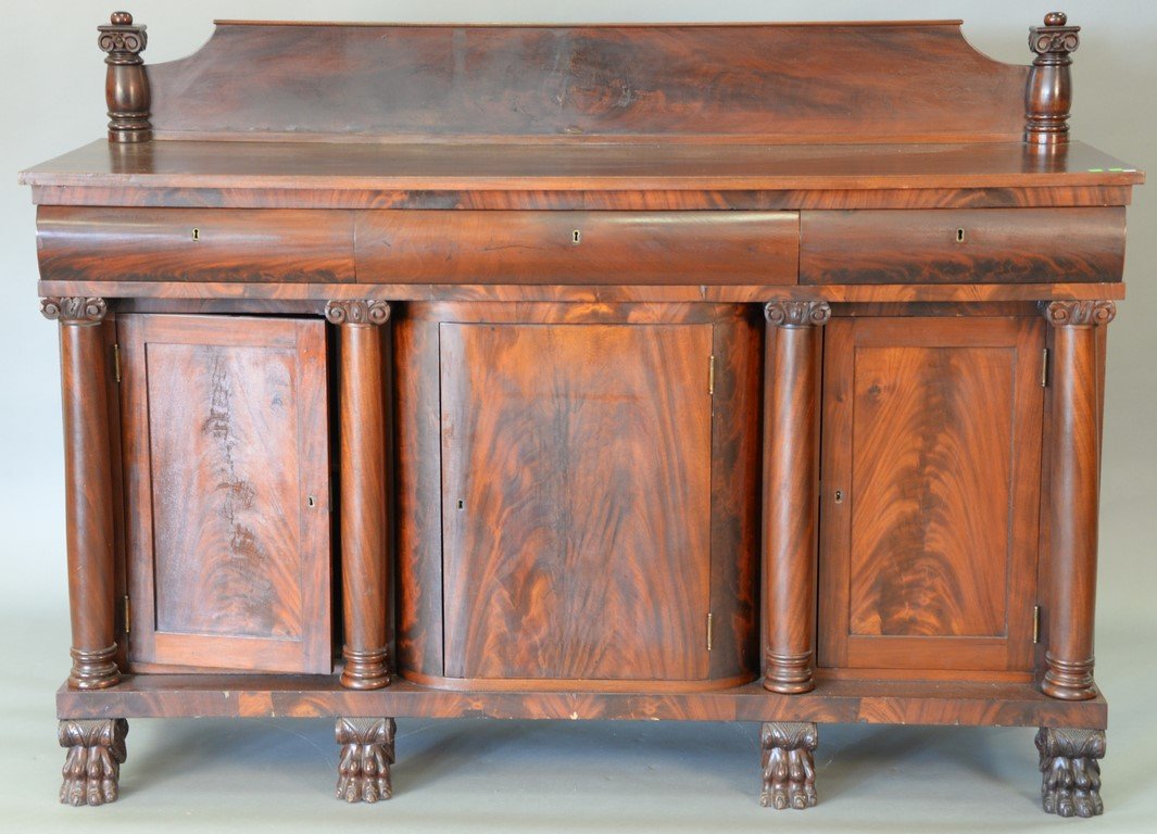 Empire mahogany sideboard with paw feet. ht. 53in., wd. (1 of 6)