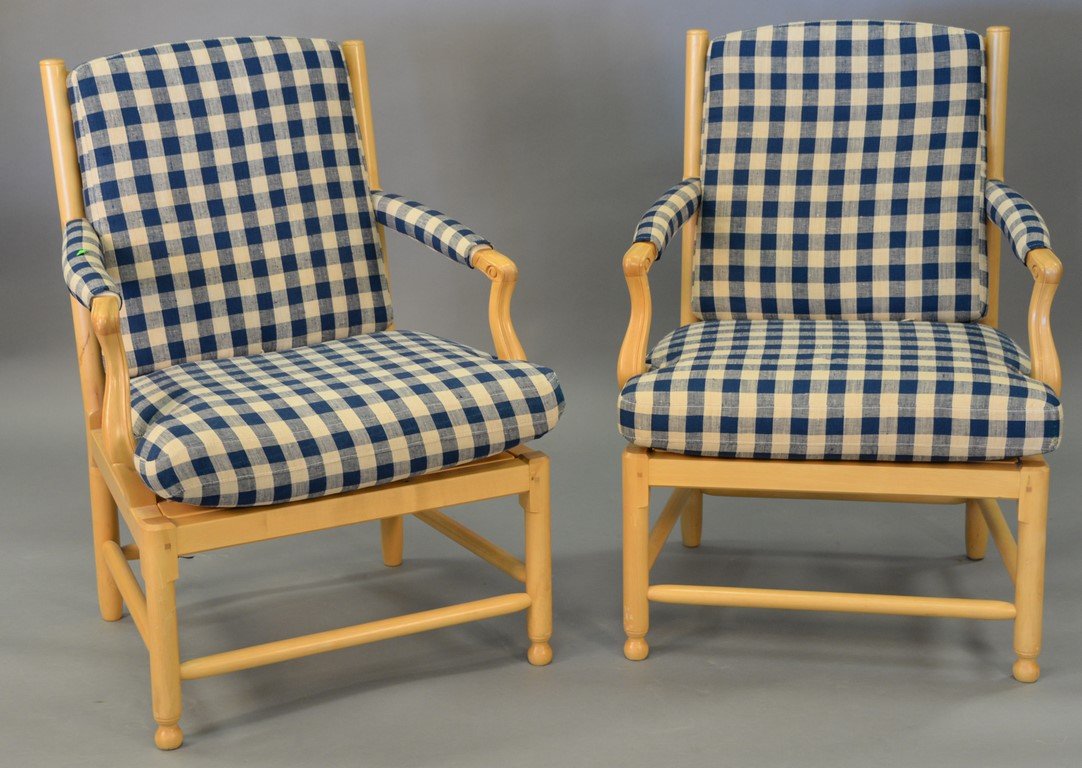 Pair of maple chairs with cushions. (1 of 3)