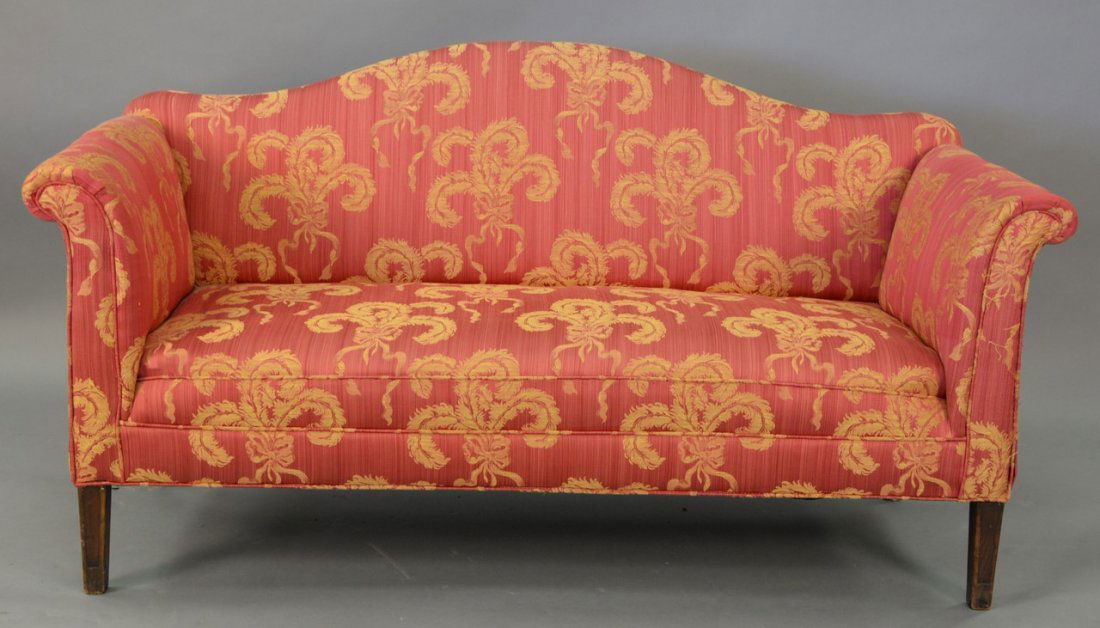 Camel back upholstered sofa. wd. 65in. (1 of 4)