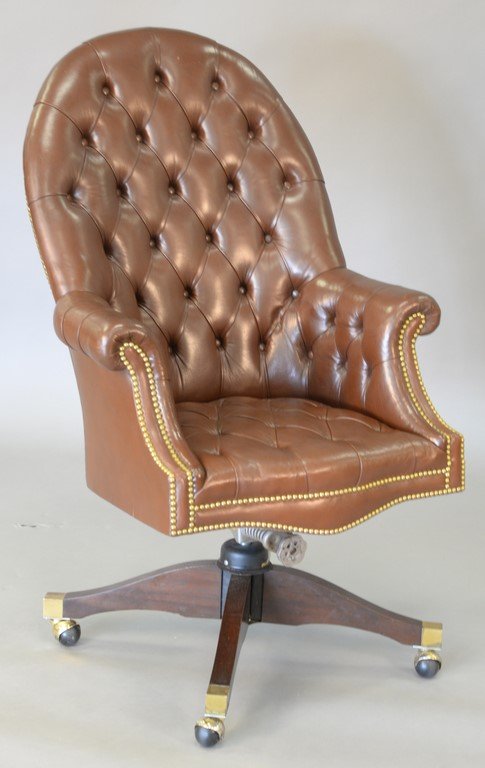 Executive swivel office chair with brown tufted (1 of 4)