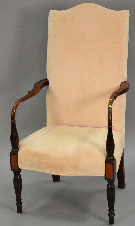 Custom Sheraton style lolling chair with carved arms (1 of 4)