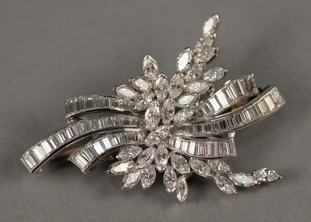 Platinum and diamond brooch/pendant set with marquis (1 of 5)