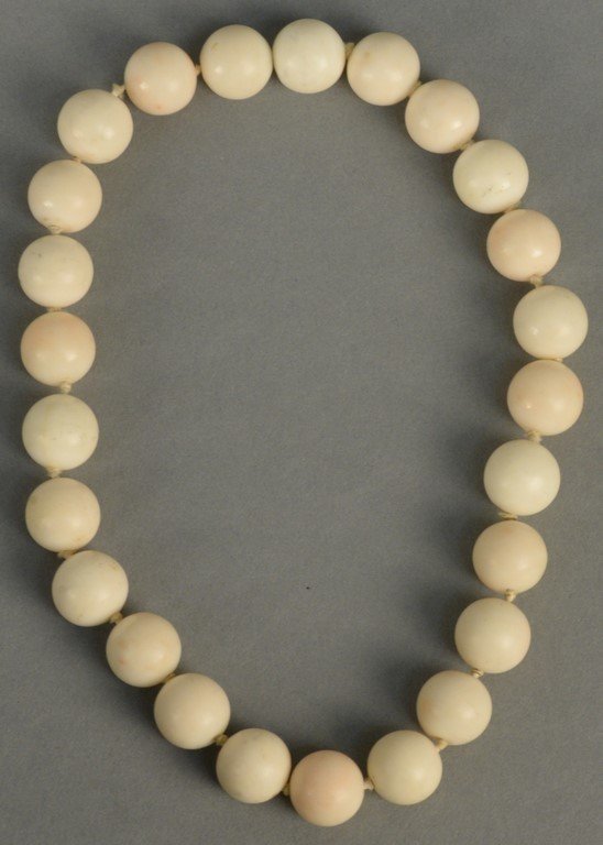 White coral bead necklace with large beads, 14.5 mm, (1 of 4)