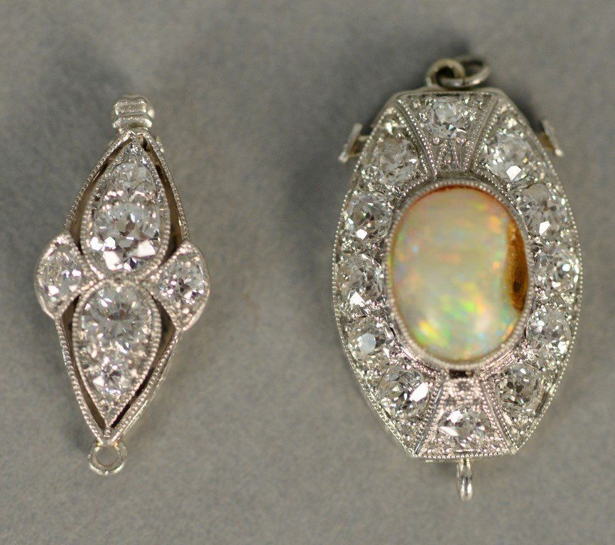 Two necklace clasps, one clasp set with center oval (1 of 6)