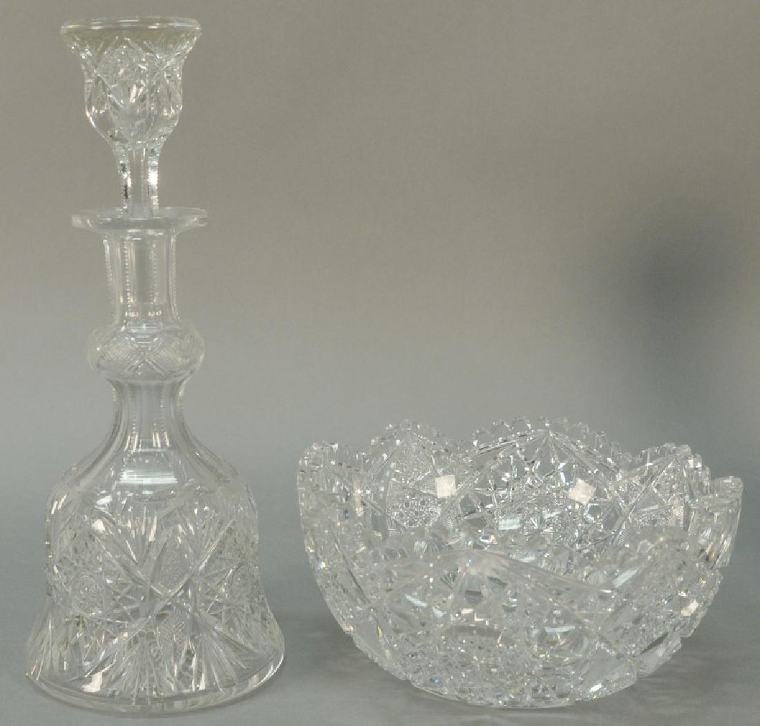 Two cut glass pieces to include a large cut glass bowl (1 of 5)
