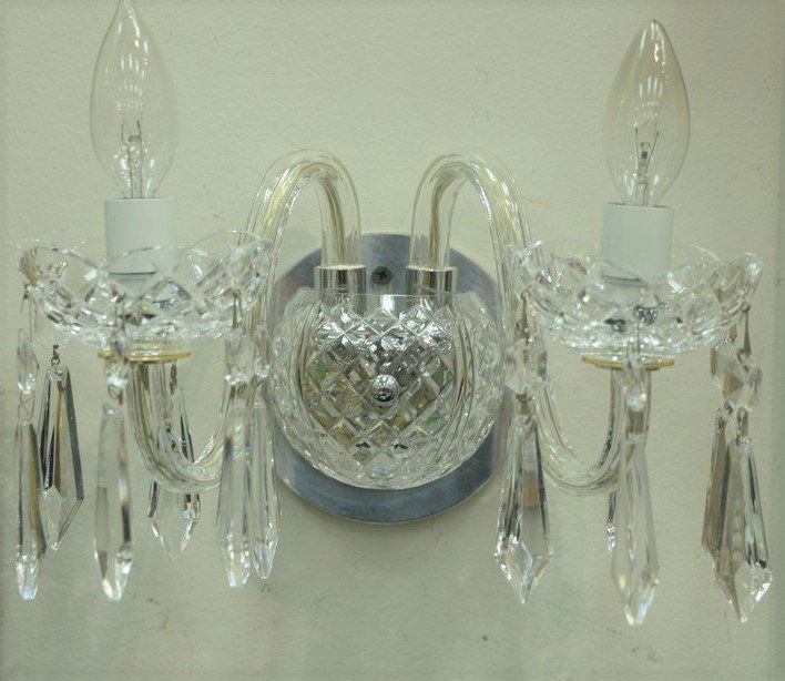 Set of three Waterford crystal double arm wall sconces (1 of 3)