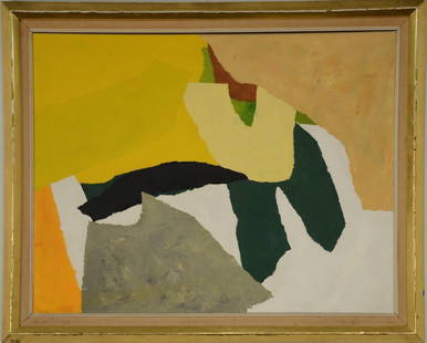 Donald Hamilton Fraser (1929-2009) oil on canvas: Donald Hamilton Fraser (1929-2009) oil on canvas Abstract Composition Landscape, yellow and white signed lower left: Fraser 28" x 36"