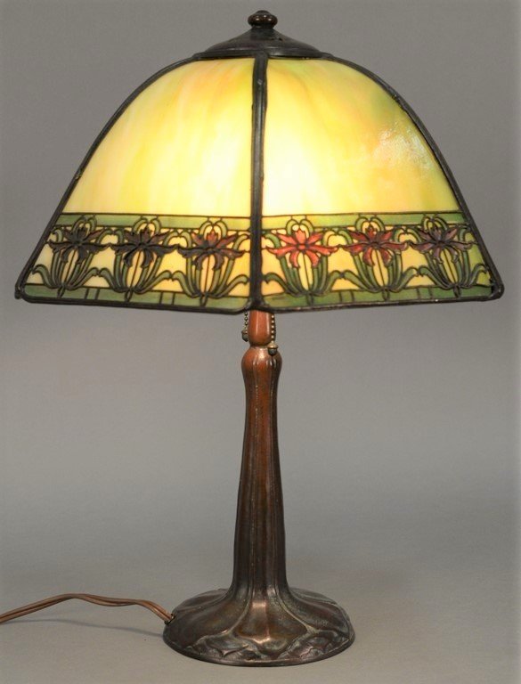 Handel table panel lamp having slag glass shade with (1 of 8)