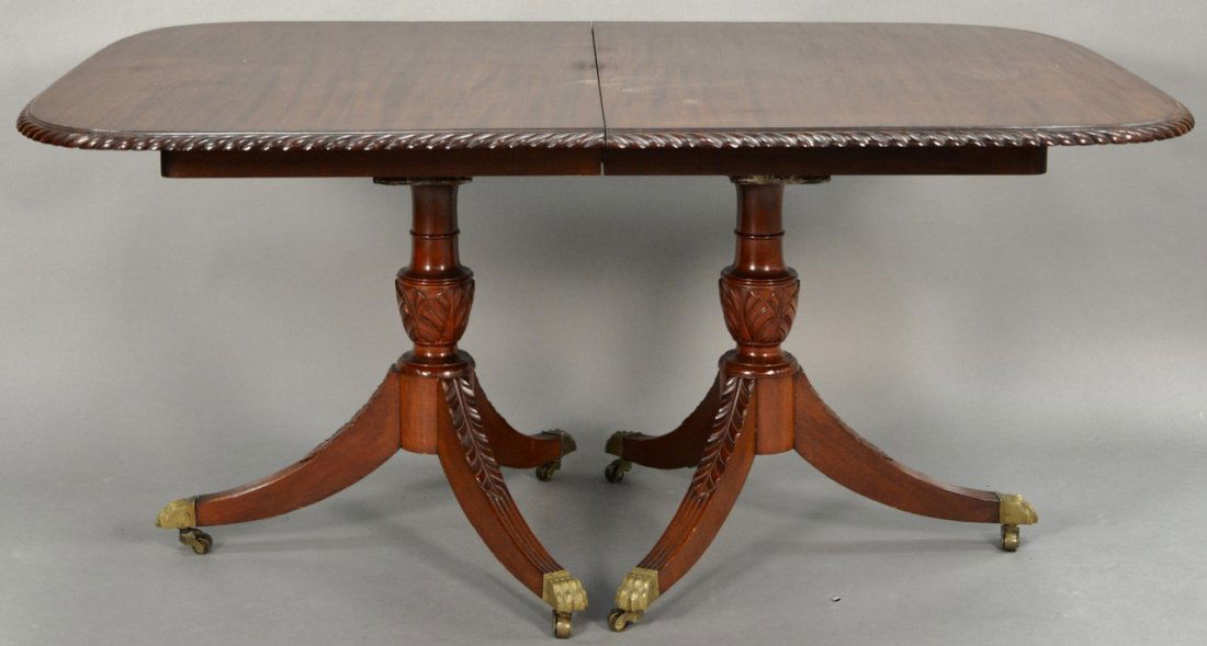 Fineberg mahogany dining table with carved rope edge on (1 of 6)