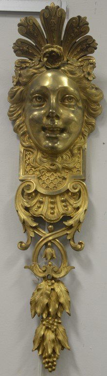 Pair of gilt bronze wall hangings with ladies face over (1 of 4)