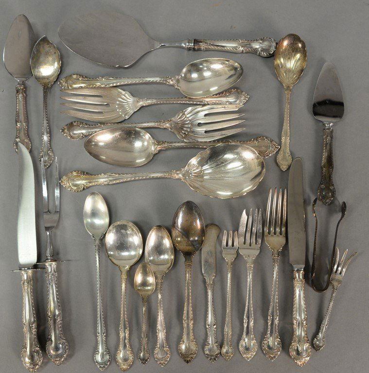 Gorham sterling silver flatware set, 91 total pieces (1 of 8)