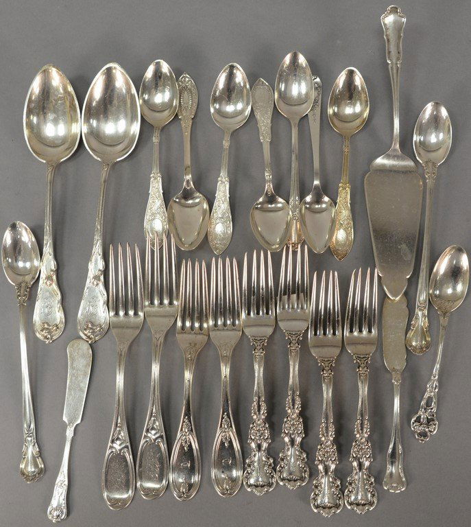 Silver lot with spoons and forks including two Tiffany (1 of 5)