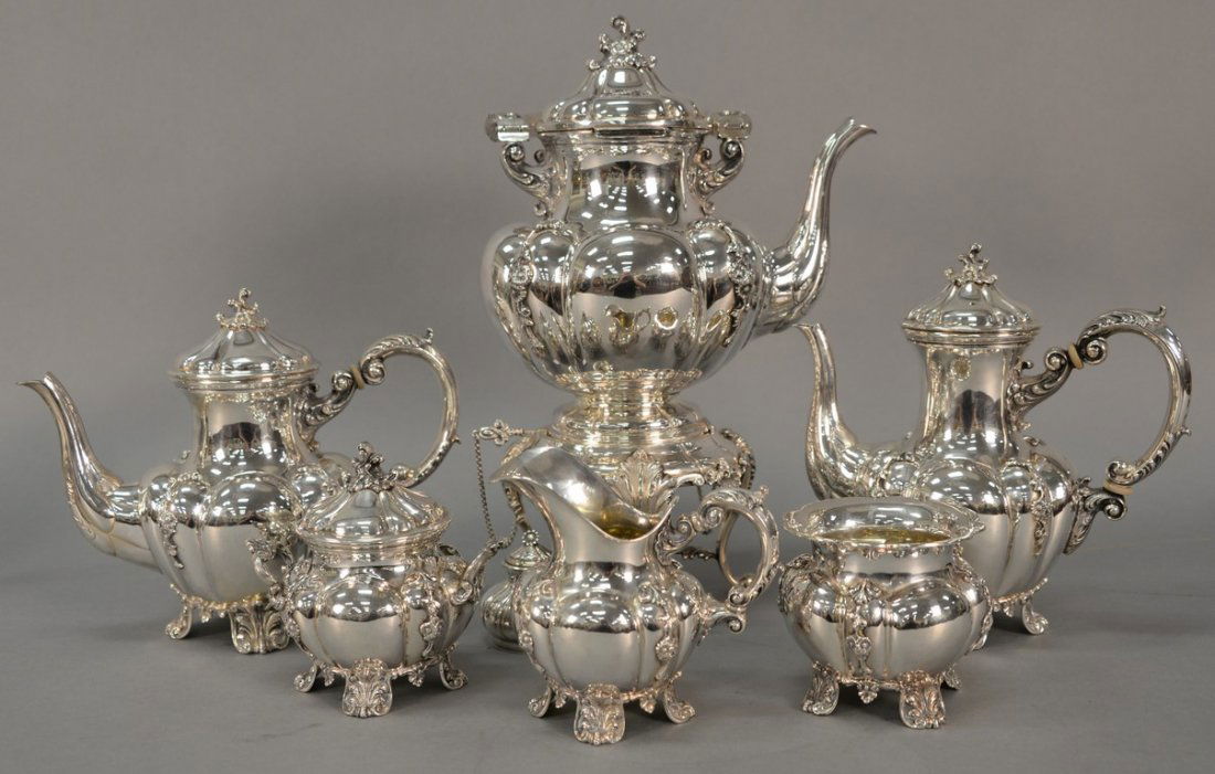 Six piece sterling silver tea and coffee marked Tutunzi (1 of 14)