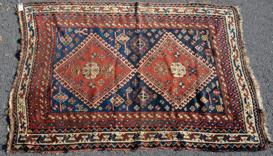 Caucasian Oriental throw rug.  4' x 5'8" (1 of 5)