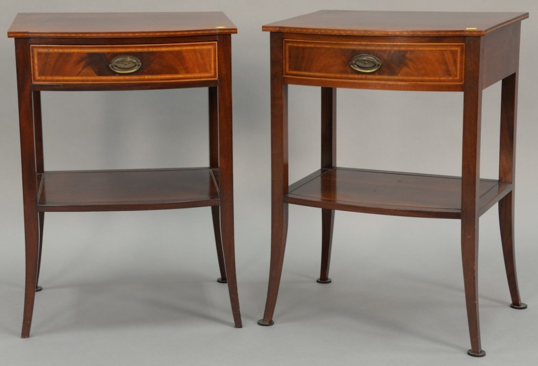 Pair of Margolis bedside tables, mahogany inlaid with (1 of 4)