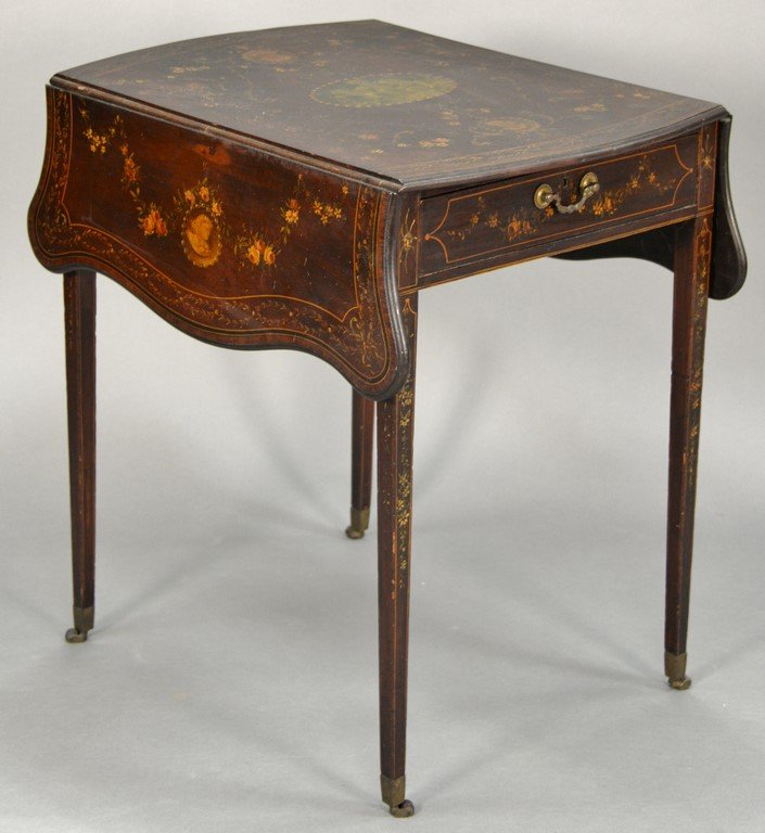 Georgian polychrome painted mahogany and satinwood (1 of 9)