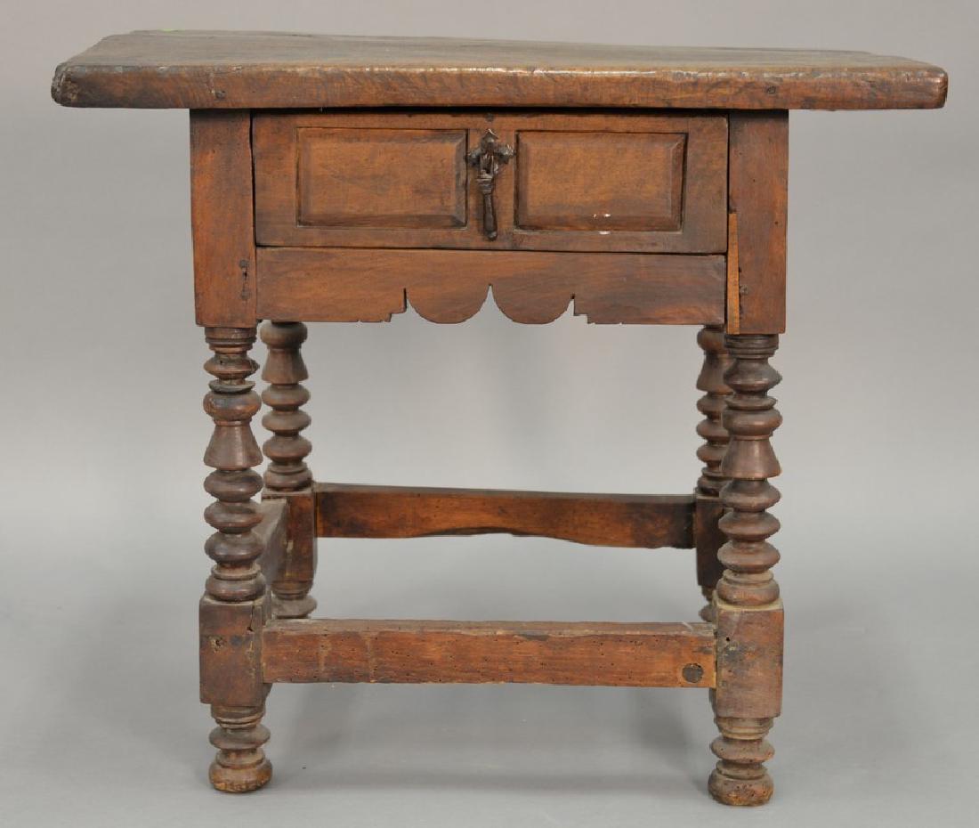 Continental walnut center table with slab top and (1 of 5)