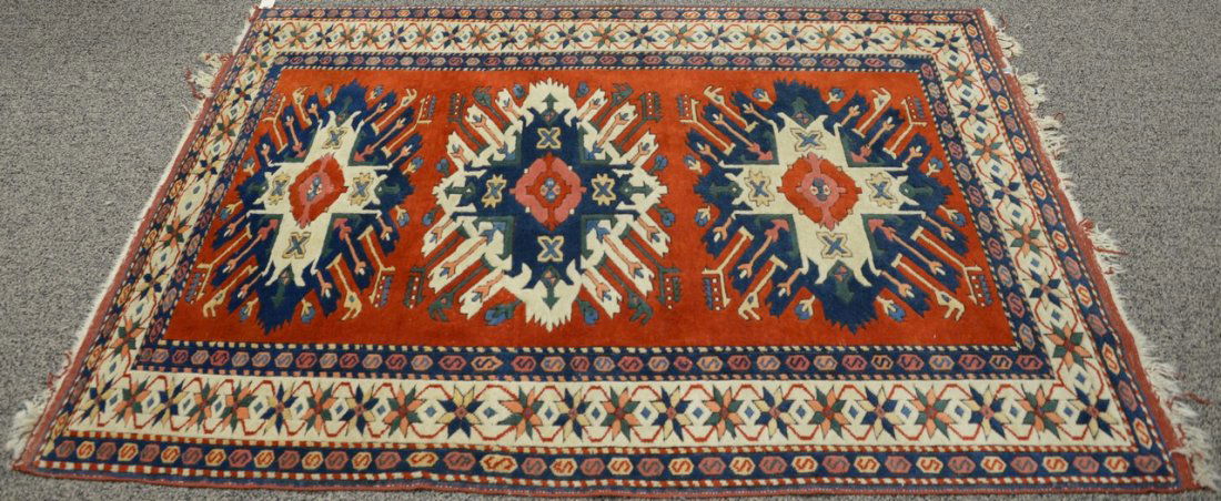 Kazak style Oriental throw rug, late 20th century. (1 of 6)