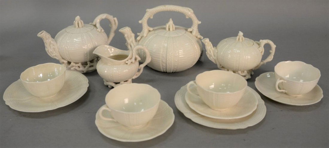 Thirteen piece Belleek teaset service to include (1 of 10)