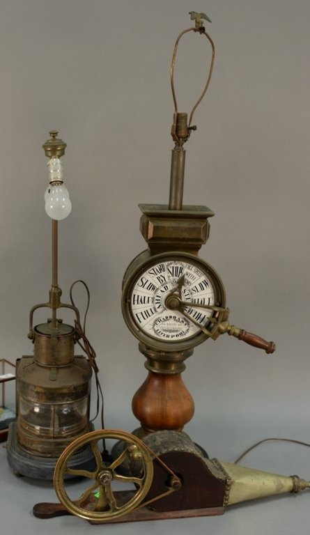 Three piece group to include telegraph style lamp (ht. (1 of 4)