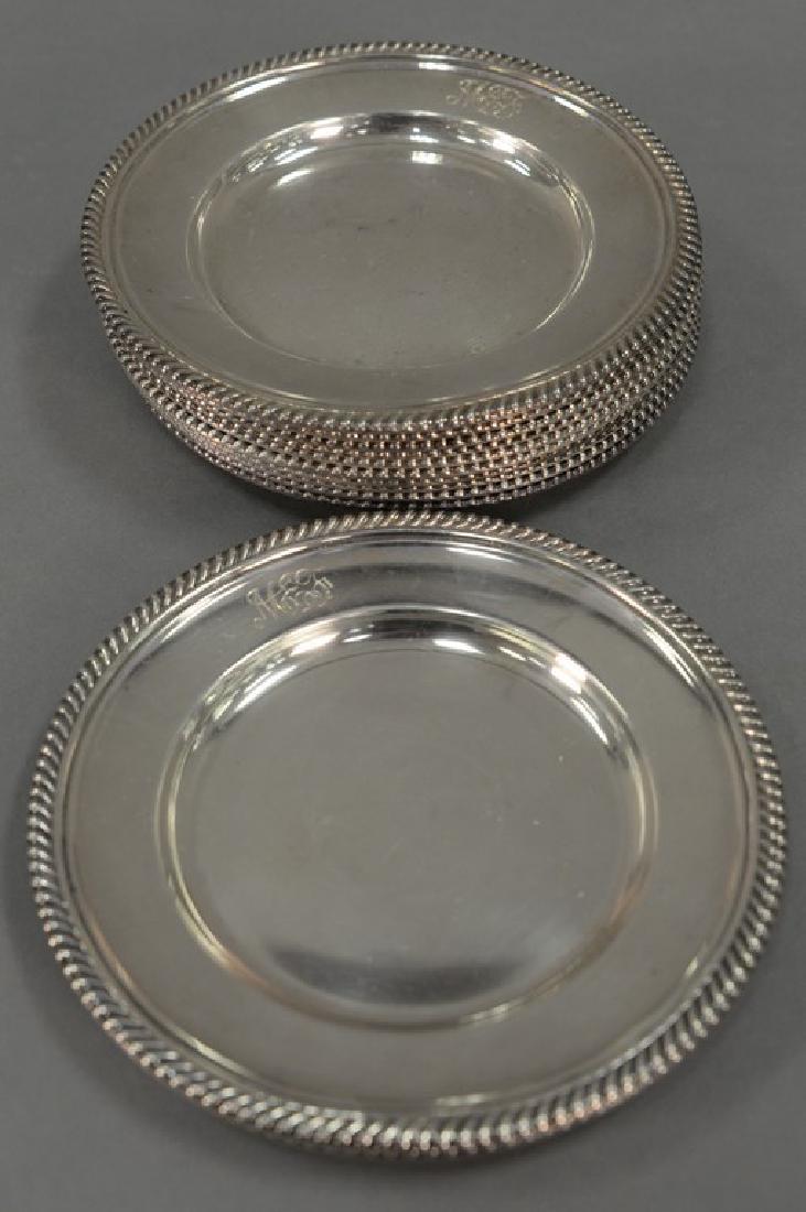 Set of twelve sterling silver bread plates, 34.6 t oz. (1 of 4)
