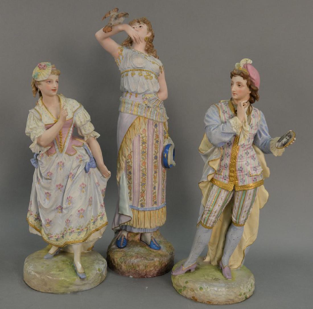 Three large porcelain bisque figures, all elaborately (1 of 9)