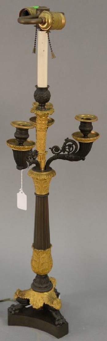 Bronze and gilt bronze candelabra lamp, 19th century. (1 of 4)