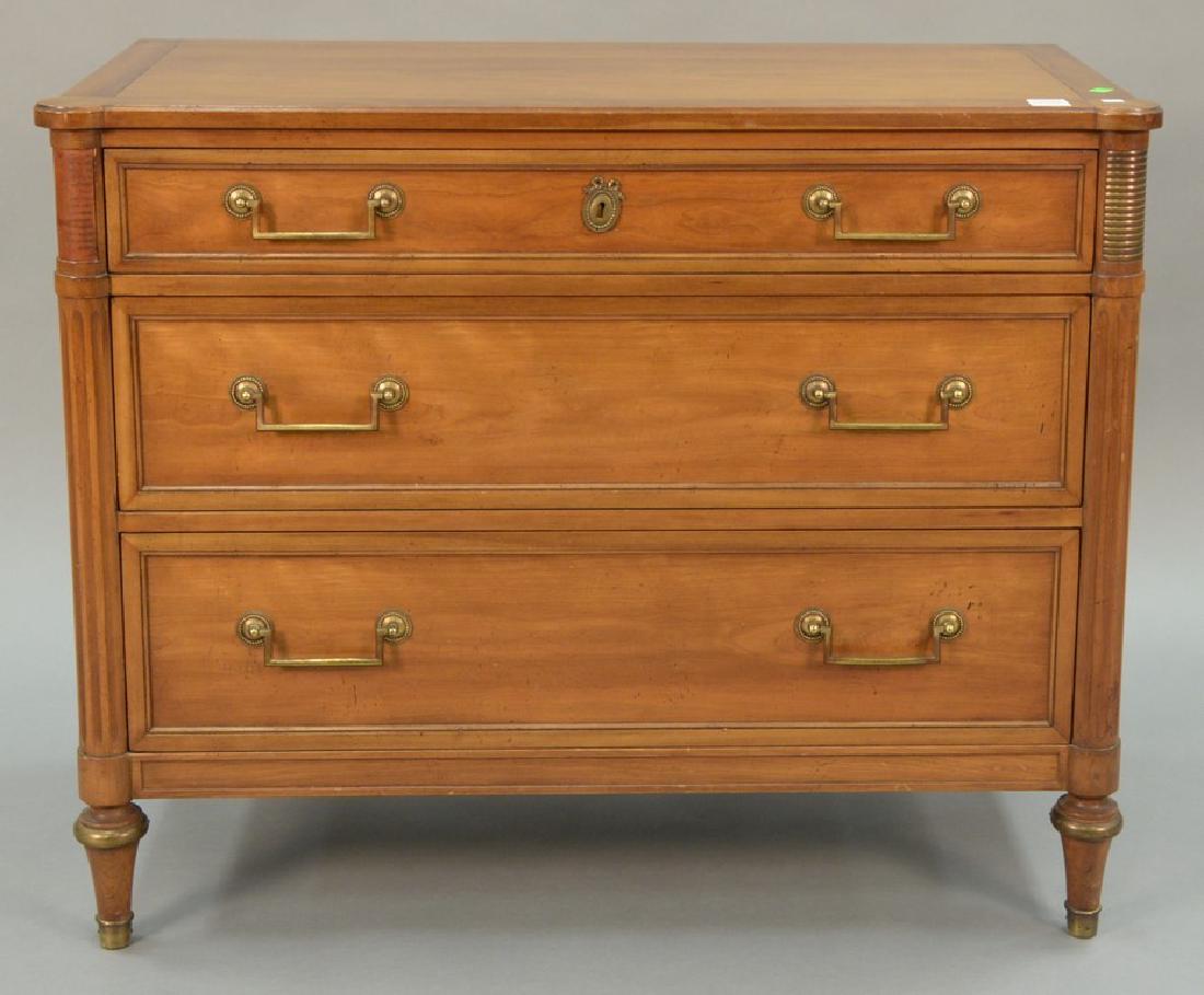 Kindel fruitwood three drawer chest, ht. 32in., wd. (1 of 4)