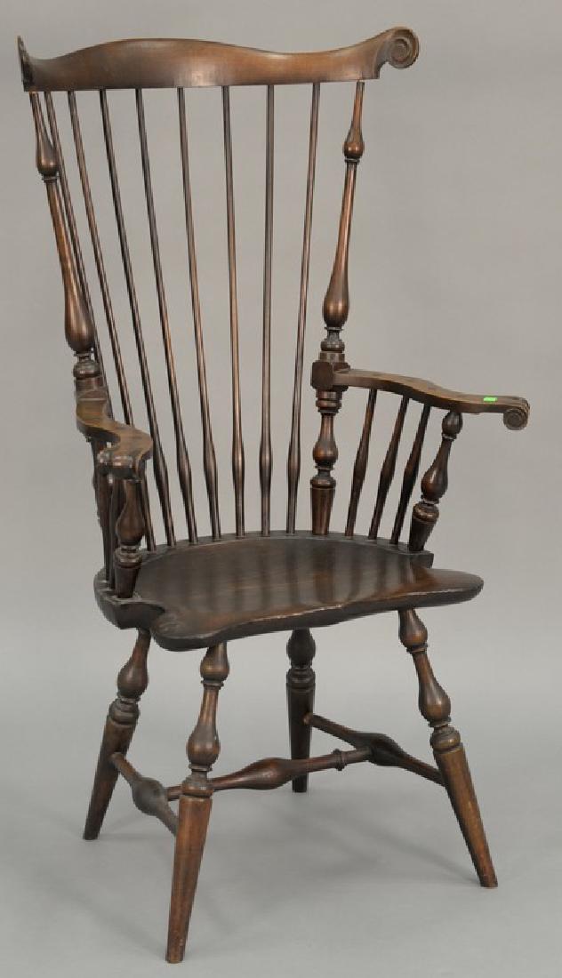 Wallace Nutting fan back knuckle armchair, marked with (1 of 4)