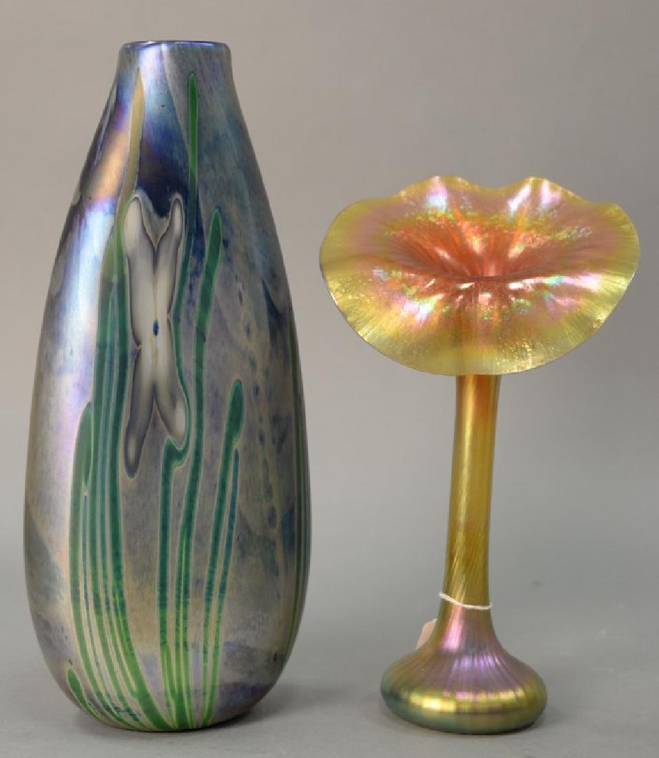 Two large studio art glass vases including iridescent (1 of 6)
