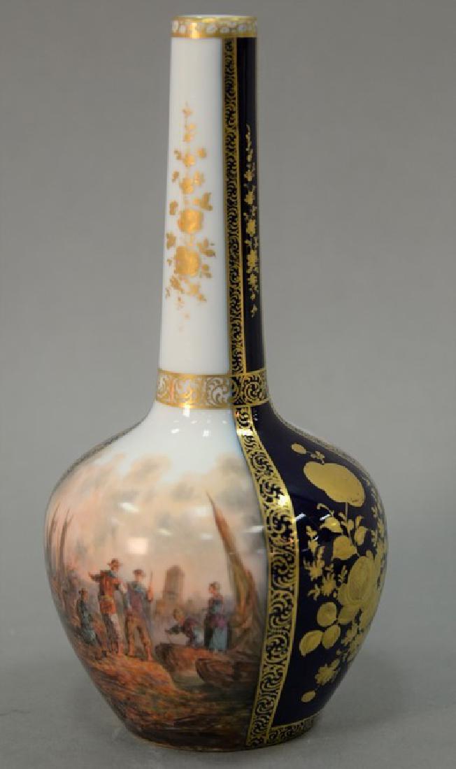 Dresden porcelain bottle shaped vase with painted ship (1 of 5)