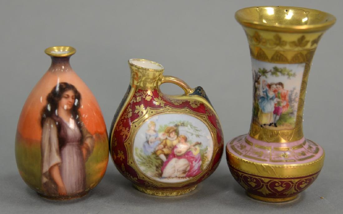 Three porcelain cabinet vases including Luscian ware (1 of 3)