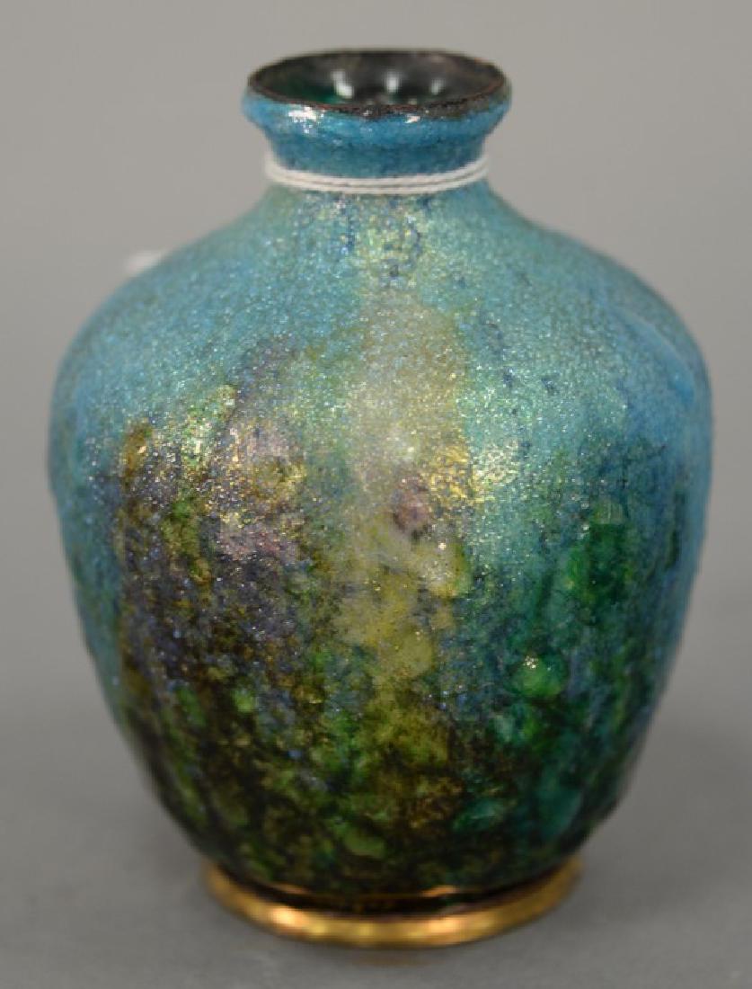 R. Bonnaud Limoges art nouveau enameled copper bud vase (1 of 4)