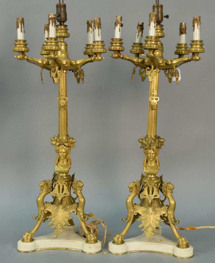 Pair of Napoleon III patinated bronze five light (1 of 12)