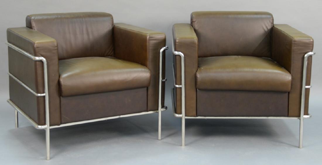 Large scale pair of Le Corbusier leather chairs. (1 of 5)