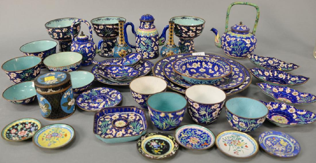 Chinese copper and enameled tea and coffee set (1 of 9)