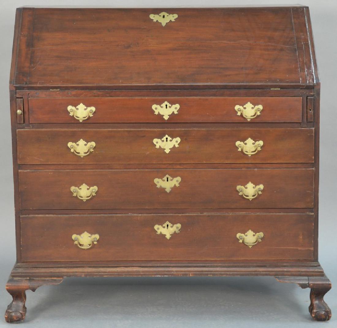 Chippendale cherry desk having slant front over four (1 of 5)