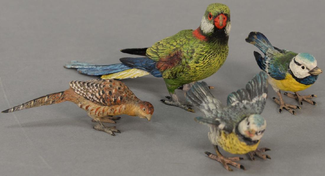 Four bronze painted birds including two small cold (1 of 7)