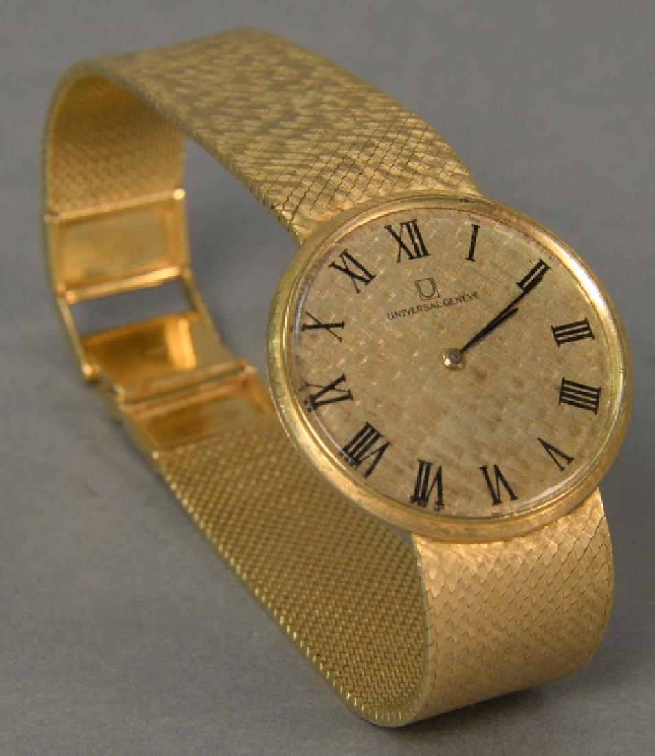 Universal 18K gold mens wristwatch with 18K gold mesh (1 of 5)