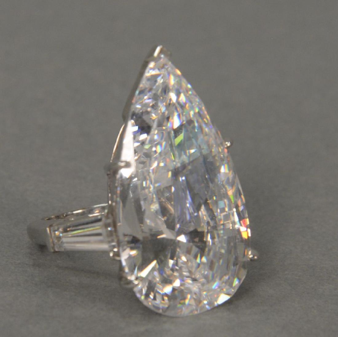 18K white gold ring set with large pear shaped cubic (1 of 3)