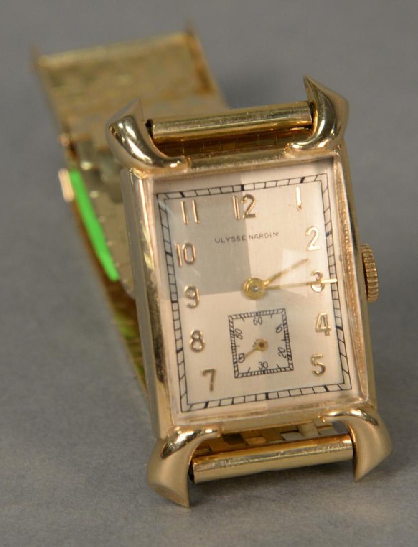 14K Ulysse Nardin man's vintage rectangular wristwatch (1 of 6)