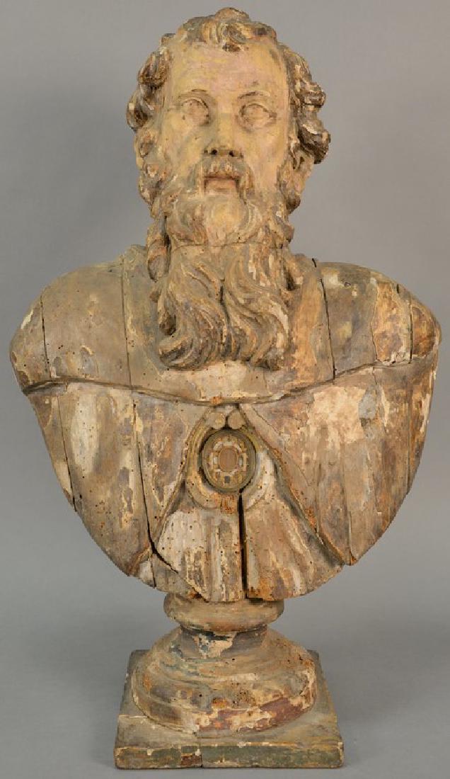 Male Saint with Beard  carved reliquary bust remnant of (1 of 12)