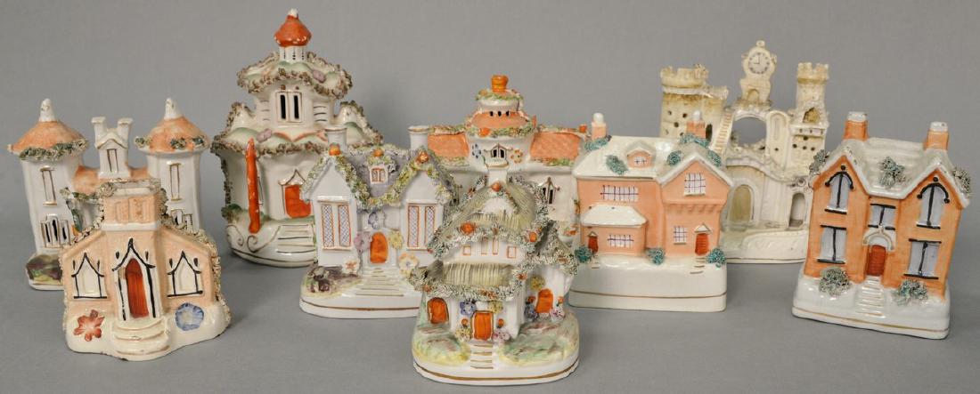 Staffordshire nine piece lot of cottages and castles (1 of 6)