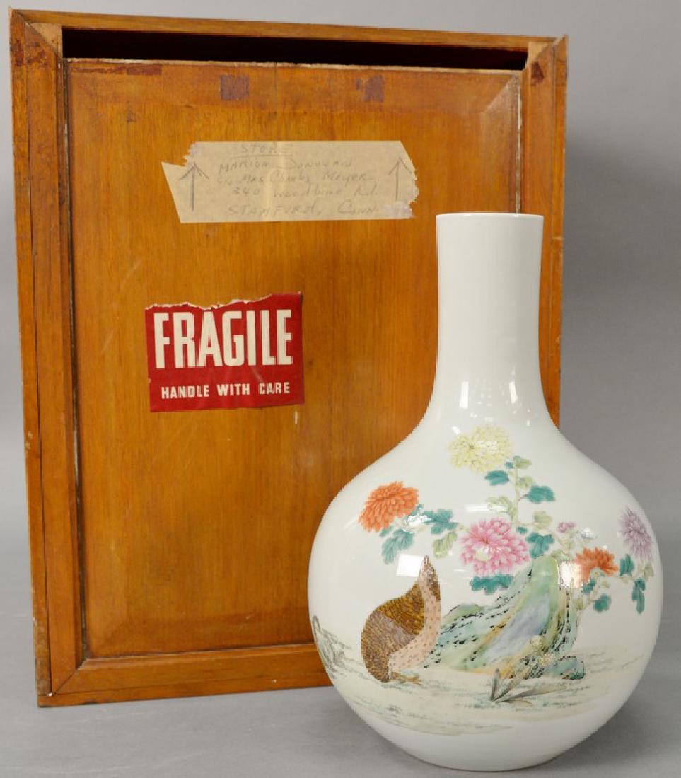 Chinese famille rose globular vase with flowers and (1 of 7)