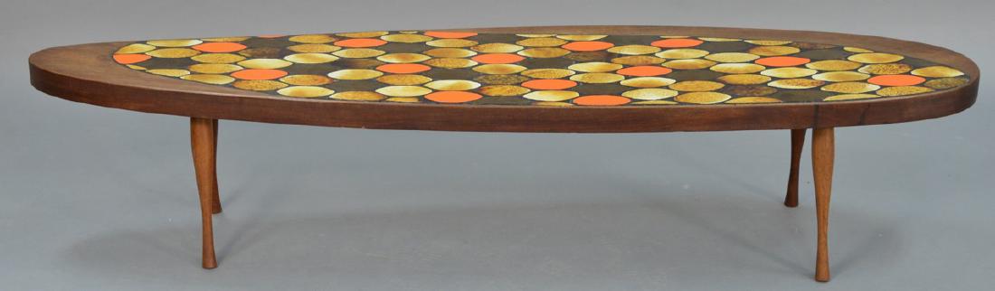 Custom Biomorphic tile top table with fluted legs. (1 of 4)