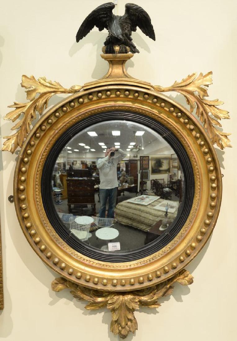 Federal gilt convex mirror with black eagle, early 19th (1 of 5)