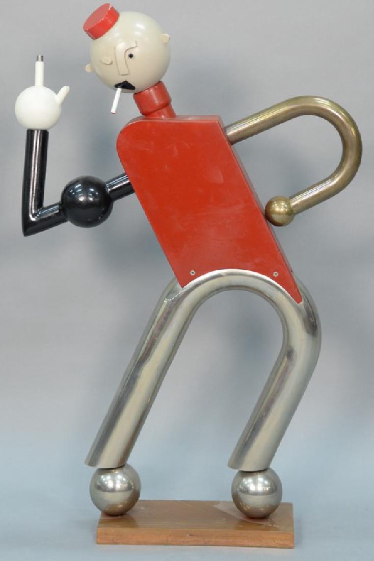 Contemporary sculpture of a man, brass and copper. (1 of 3)