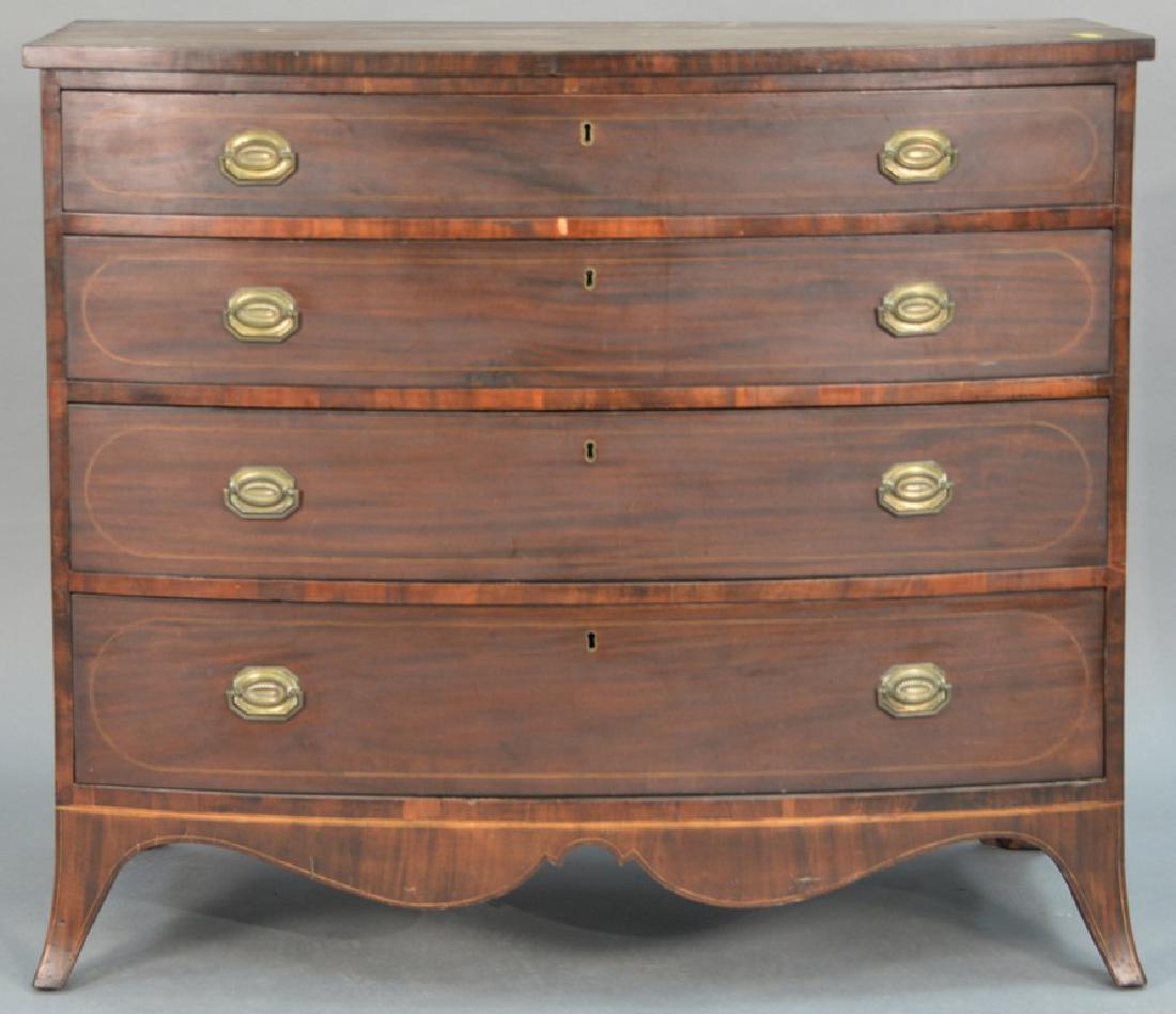 Federal mahogany bowed front chest of four drawers set (1 of 5)