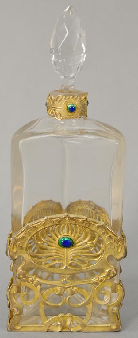 French Art Nouveau crystal perfume bottle in triangular (1 of 3)