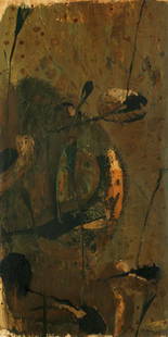 Neo Rauch, geb. 1960 Leipzig: OHNE TITEL, 1991 Öl auf Papier. 101 x 51 cm. Rechts unten signiert und datiert. Hinter Glas gerahmt. Gerahmt beschrieben. (1091104) (12)Neo Rauch,born 1960 LeipzigUNTITL